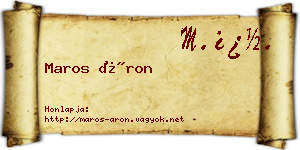 Maros Áron névjegykártya
